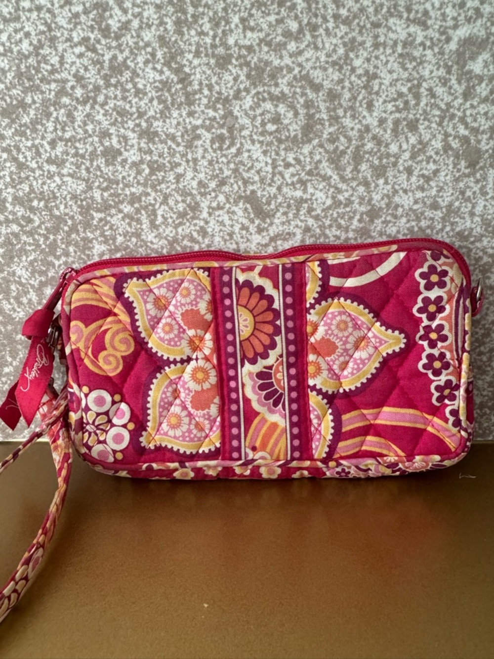 Vera Bradley Quilted Wristlet in Raspberry Floral - Picture 2 of 7
